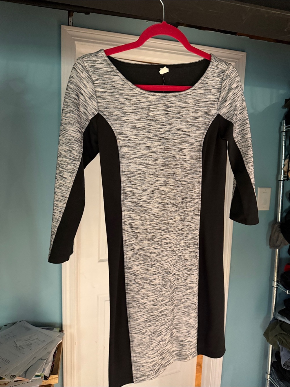 Old Navy Black and Heather Gray Panel Sheath Dress